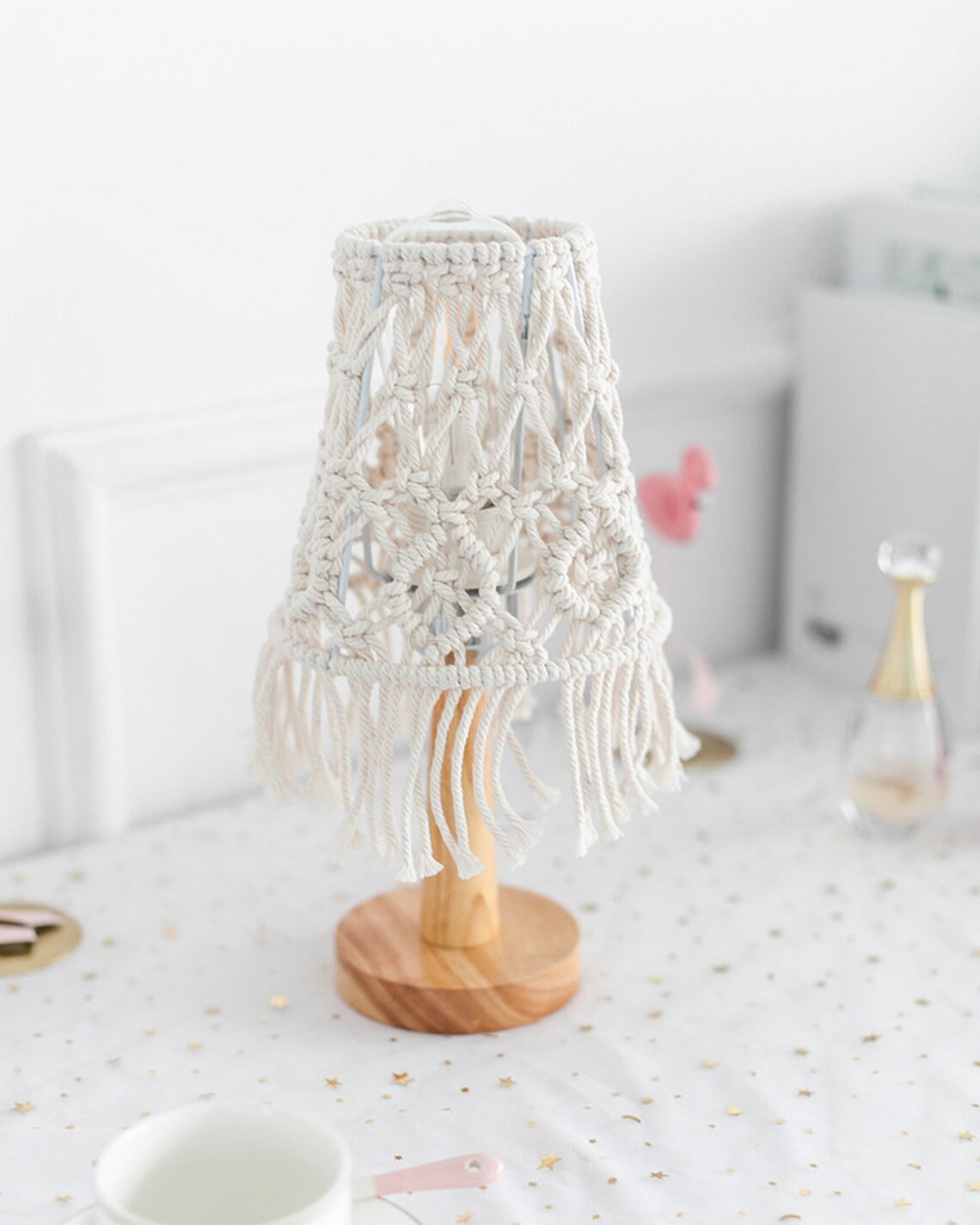 Boho desk lamp shade bohemian lightshade macrame lamp shade Etsy