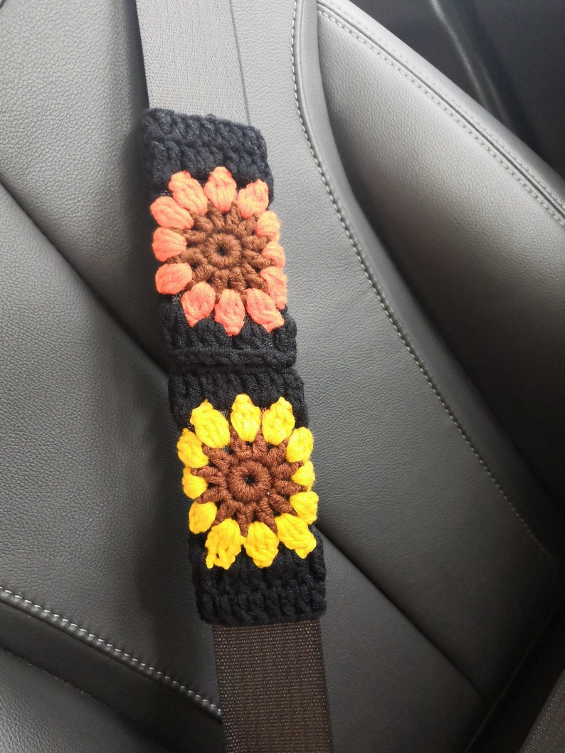 Crochet Sunflower Steering Wheel Cover Steering Wheel Etsy