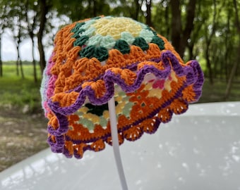 Handmade Crochet Sunflower Bucket Hat: Festival Sun Hat