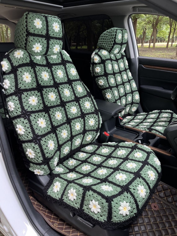 Car Seat Cover,crochet Seat Covers,rainbow Granny Square Steering Wheel Cover  Seat Cover Headrest Covers Car Accessories,car Interior Design 