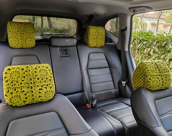 Handmade Crochet Car Headrest Cover: Sunflower Decor