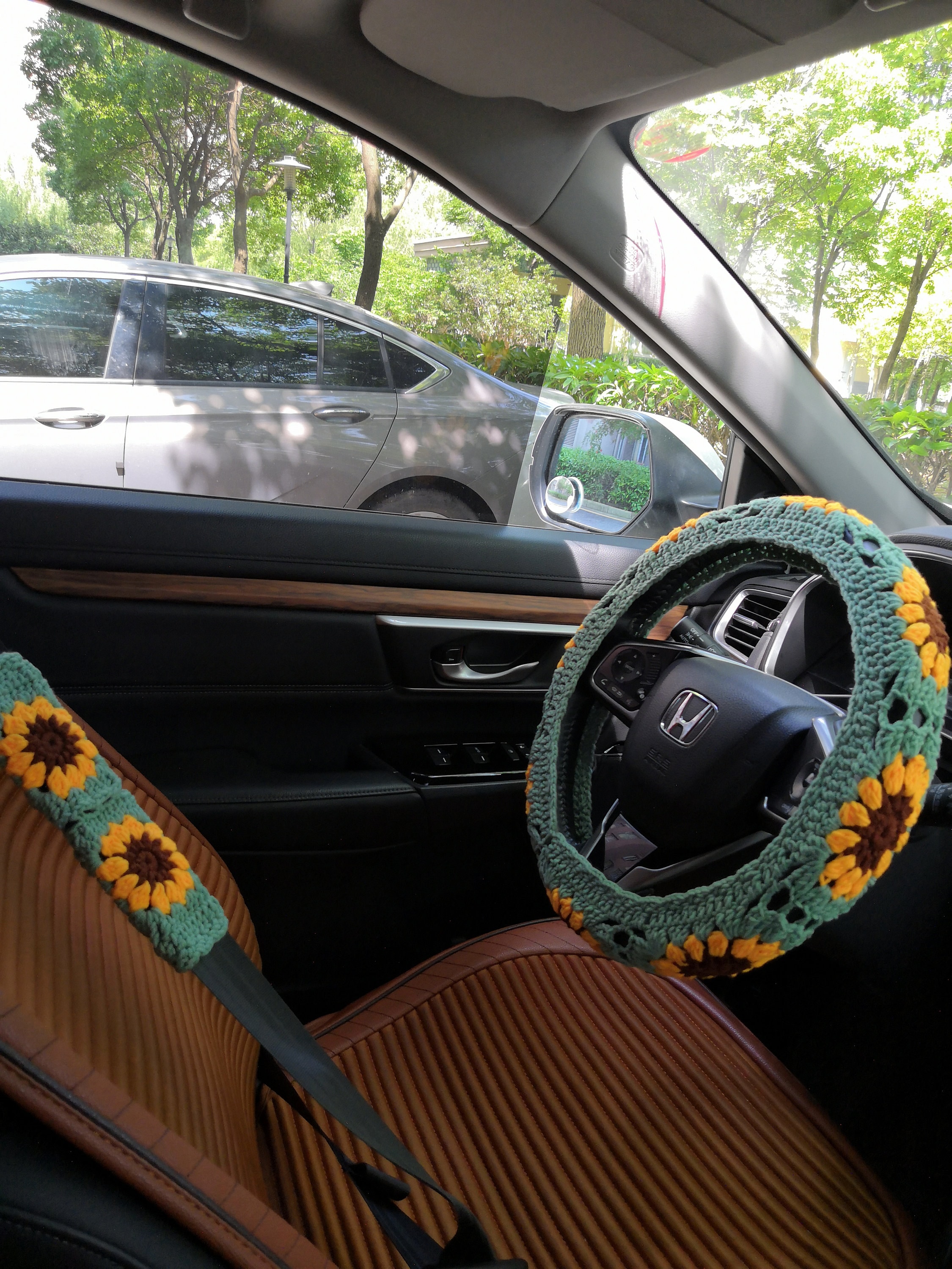 Handmade Crochet Lenkradbezug Frauen Mädchen, Niedliche Grüne