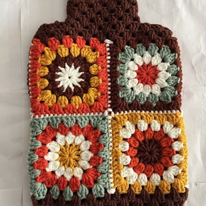 Crochet Rainbow Sunflower 2L Hot Water Bottle Cover