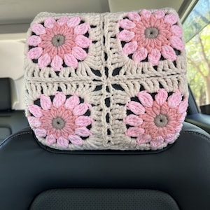 Car Headrest Cover,Handmade crochet headrest cover,sunflower Headrest cover,Cute Head Rest Covers,Car interior Accessories decorations