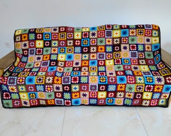 Granny blanket,Crochet blanket,Crochet granny square blanket,colorful blanket,crochet afghan blanket,flower afghan blanket