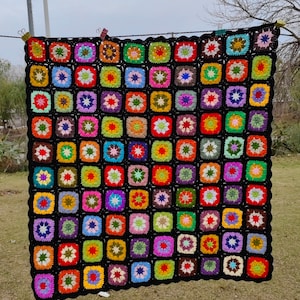 Crochet blanket,Granny Square blanket,Crochet granny square blanket,granny blanket,colorful blanket,crochet afghan blanket,handmade blanket