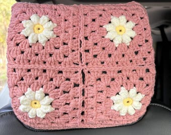 Daisy Car Headrest Cover,Crochet headrest cover,Cute Car Headrest cover,Flower Car Headrest Covers,Car Accessories