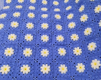 Crochet Daisy Granny Square Blanket: Handmade Flower Afghan