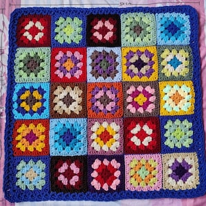 handmade Crochet Granny Square colorful afghan blanket 19.7”W x 19.7”L