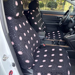 Crochet Sunflower Car Seat Cover: Handmade Auto Decor