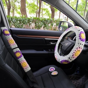 Steering Wheel Cover,Crochet Sunflower Steering Wheel Cover For Women,Car Steering Wheel Cover,Cute Steering Wheel Cover,gift for her