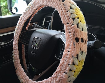 Handmade Crochet Sunflower Steering Wheel Cover (14-15in)