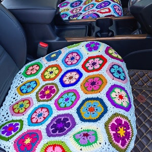 Coprisedili per auto Galsang Flower fatti a mano all'uncinetto, decorazioni per accessori interni auto