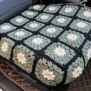 Coprisedili per auto, coprisedili con margherita 3D all'uncinetto, copripoggiatesta per sedili anteriori, accessori per auto, regali, design degli interni auto in stile boho, coprisedili per decorazioni auto