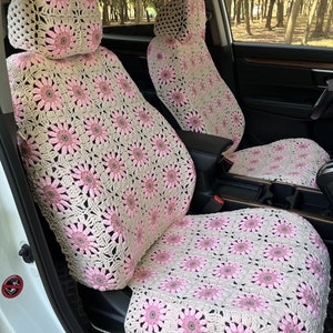 Car Seat Covers,Handmade Crochet Complexion Sunflower Seat covers,Car Front Seat Headrest Covers Car Accessories Gifts,Car Decor Covers