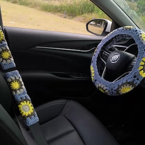 Steering Wheel Cover,Crochet flower Steering Wheel Cover For Women,Steering Wheel Cover for car,Cute Steering Wheel Cover,gift  for her