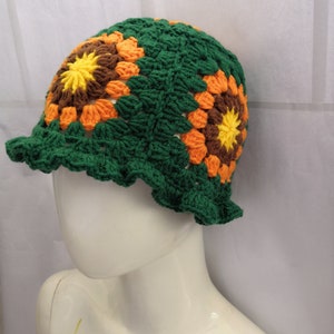 Crochet Sunflower Bucket Hat,Crochet Flower Bucket Hat,Hand Crochet Cotton Bucket Hats，Unisex Bucket hats,Flower Bucket Hat