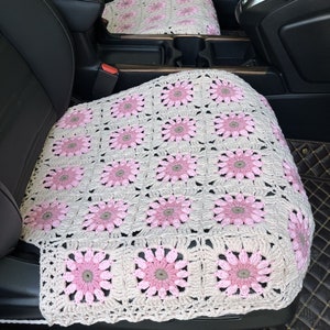 Pokrowiec na siedzenie samochodu, Pokrowiec na siedzenie z szydełkiem, Pokrowiec na zagłówek przedniego siedzenia samochodu, Akcesoria samochodowe, Prezenty, Boho wystrój wnętrza samochodu, Pokrowiec na dekorację samochodu