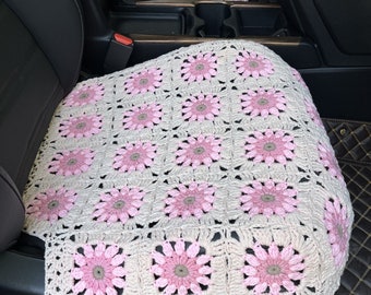 Crochet Car Seat Cover: Boho Floral Car Interior Accessories
