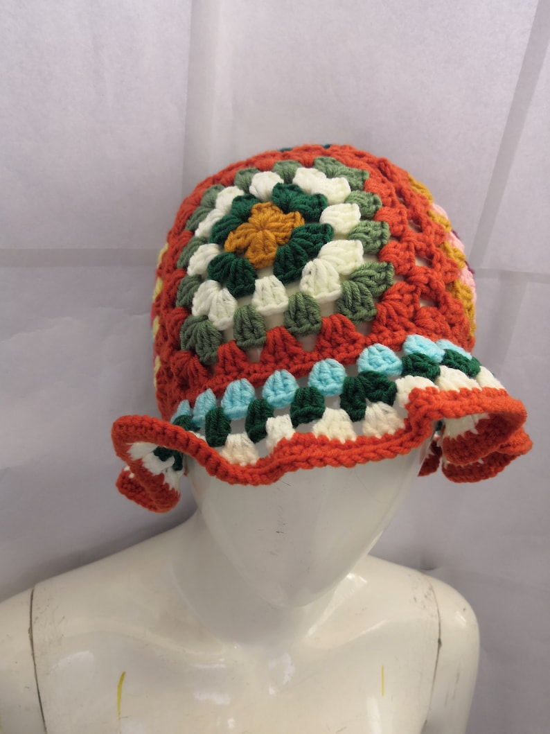 Crochet Vintage Hat granny Square Vintage Fashion Hatbucket - Etsy