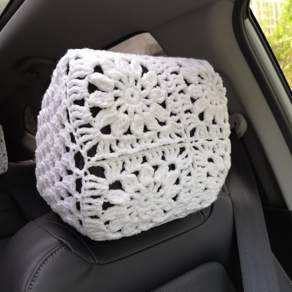 Hoes hoofdsteun auto gehaakt: handgemaakt autodecor