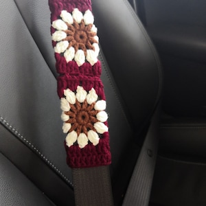 Steering wheel cover,Sunflower steering wheel cover,Crochet steering wheel cover,Seat belt cover,Women car accessories,Seat covers for car E 1 belt cover