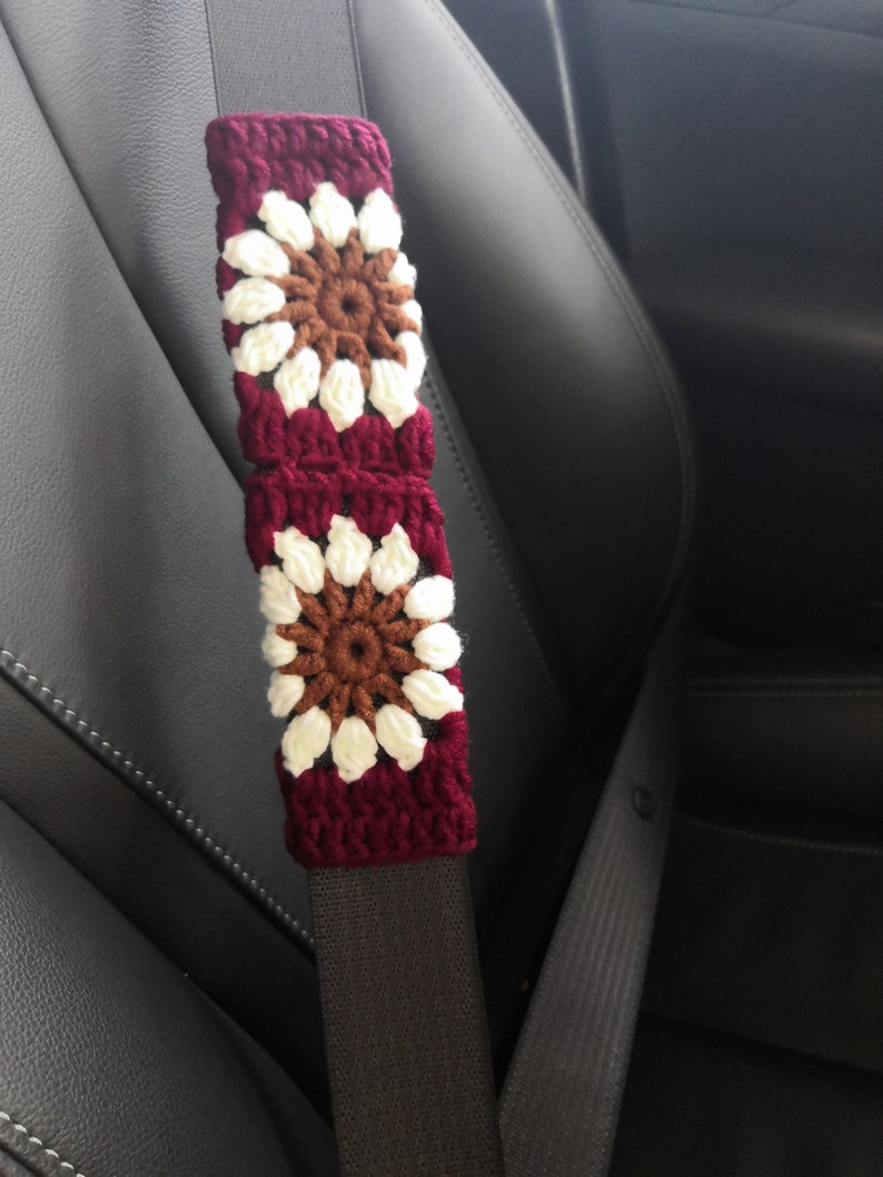 Steering wheel cover,Sunflower steering wheel cover,Crochet steering wheel cover,Seat belt cover,Women car accessories,Seat covers for car E 1 belt cover