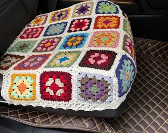 Crochet Granny Square Car Seat Cover: Handmade Auto Decor