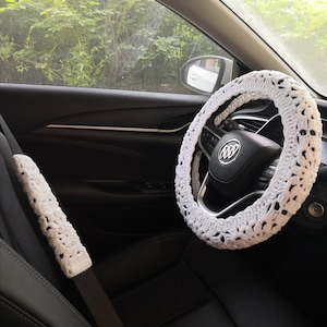 Crochet Steering Wheel Cover,Sunflower Crochet Seat Belt Cover, Steering Wheel Cover crochet,Women car accessories, Crochet car accessories