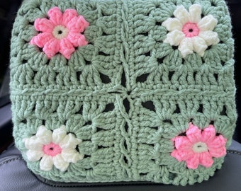 Car Headrest Cover,Handmade crochet headrest cover, Headrest cover,Daisy Car Headrest Cover,Flower Headrest Covers,Cute Car Decoration