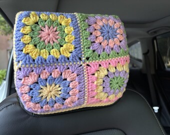 Funda para reposacabezas de coche, de crochet, con diseño de girasol, bonitas, para el interior del coche, decoración.