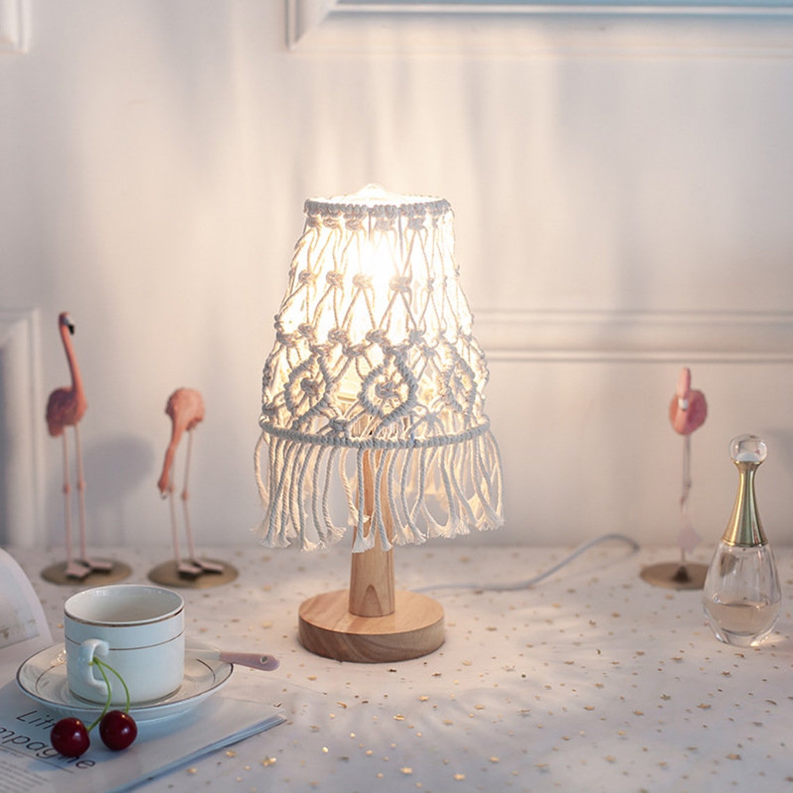 Boho desk lamp shade bohemian lightshade macrame lamp shade Etsy