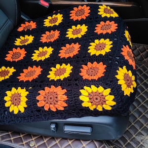 Handmade Crochet Sunflower Flower Car Front Seat Covers,Car interior Accessories decorations