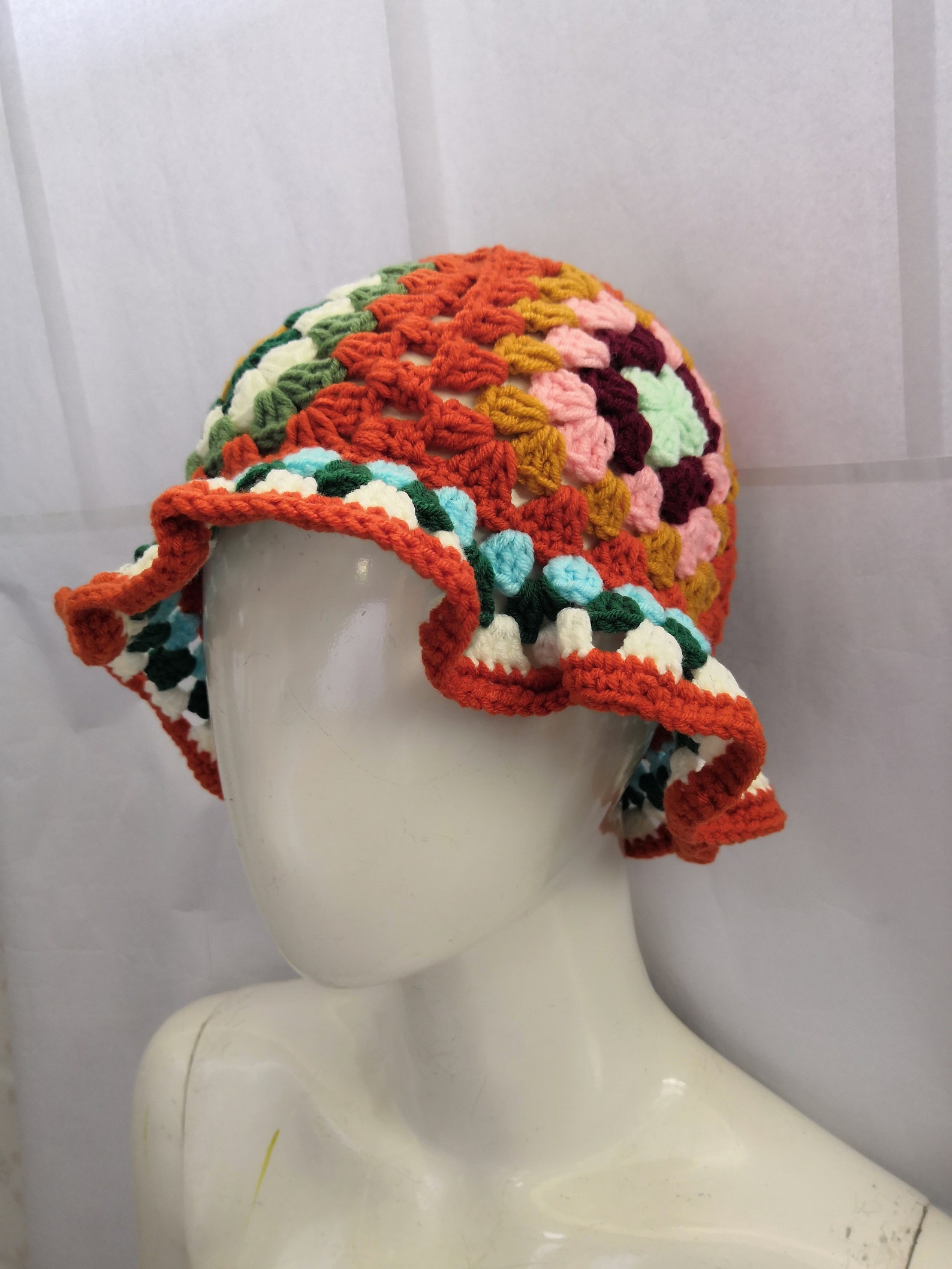 Crochet Vintage Hat granny Square Vintage Fashion Hatbucket - Etsy