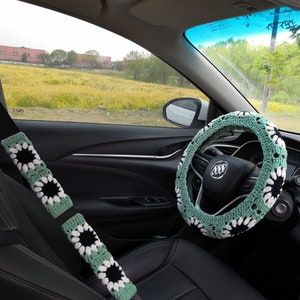 Steering Wheel Cover,Sunflower Steering Wheel Cover,Crochet Steering Wheel Cover,Steering Wheel Cover For Women,Car Steering Wheel Cover