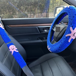 Steering Wheel Cover,Crochet 3D Animal Steering Wheel,Octopus Steering Wheel Cover,Car interior Accessories decorations