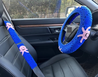 Steering Wheel Cover,Crochet 3D Animal Steering Wheel,Octopus Steering Wheel Cover,Car interior Accessories decorations