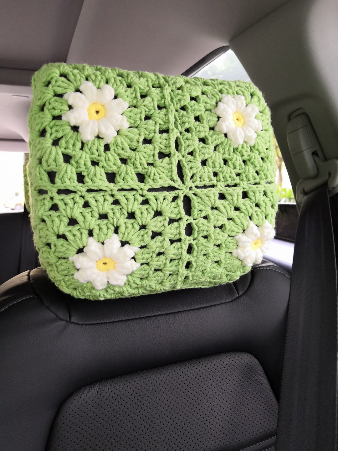 Crochet Car Headrest Cover,daisy Car Headrest Covers,car Headrest Cover