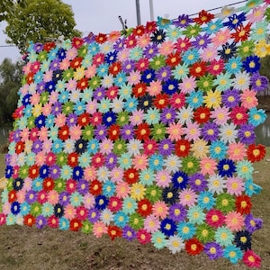 Crochet blanket,Daisy blanket,colorful blanket,handmade bedspread,crochet afghan throw,Crochet blanket,Handmade blanket,Granny blanket