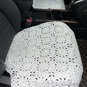 Funda para asiento delantero de coche, hecha a mano, con diseño de flores blancas como la leche, para cojín delantero de coche, accesorios decorativos para el interior del coche.
