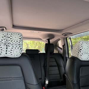 Car Headrest Cover,Handmade Crochet Headrest cover,Sunflower Car Headrest cover,Cute Head Rest Covers,Car interior Accessories decorations
