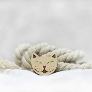Cat Hand Painted Wooden Brooch