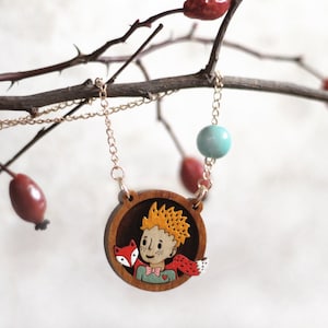 The Little Prince Hand Painted Wooden Pendant Necklace