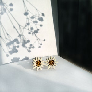 Mildew Hand Painted Wooden Earrings  | Stud Earrings | Hypoallergenic Earrings