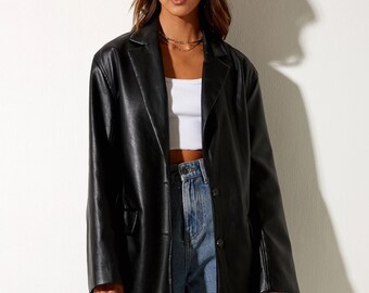 blazer leather jacket womens
