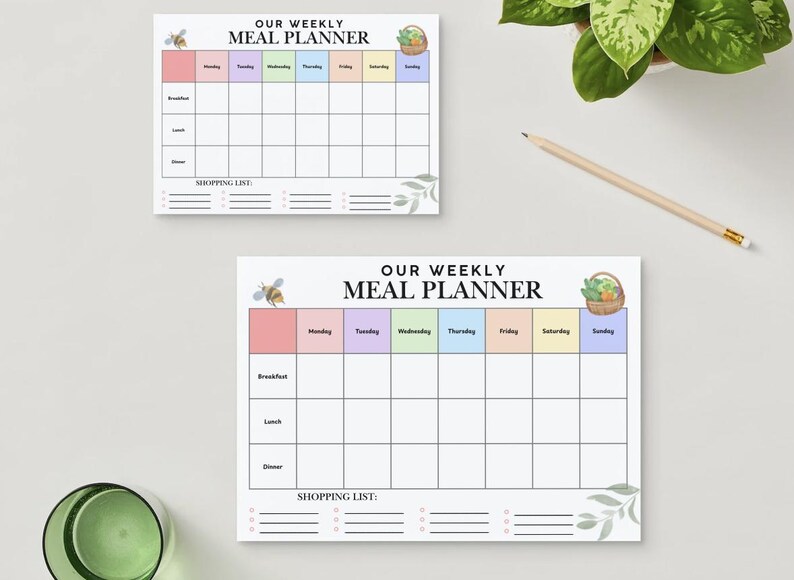 A4 Weekly Meal Planner Printable Document I 7 Day Menu Planner - Etsy