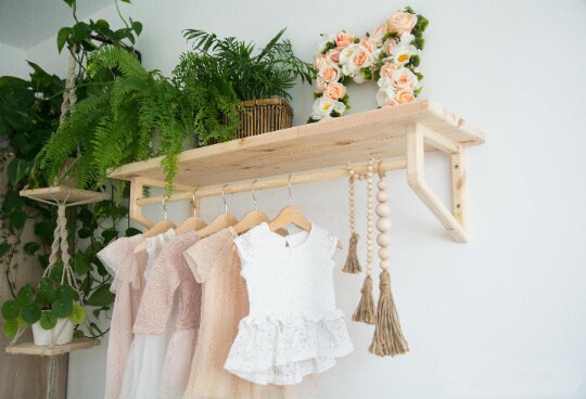 Wandregal mit hängenden Stange Kinderzimmer Kleiderständer | Etsy