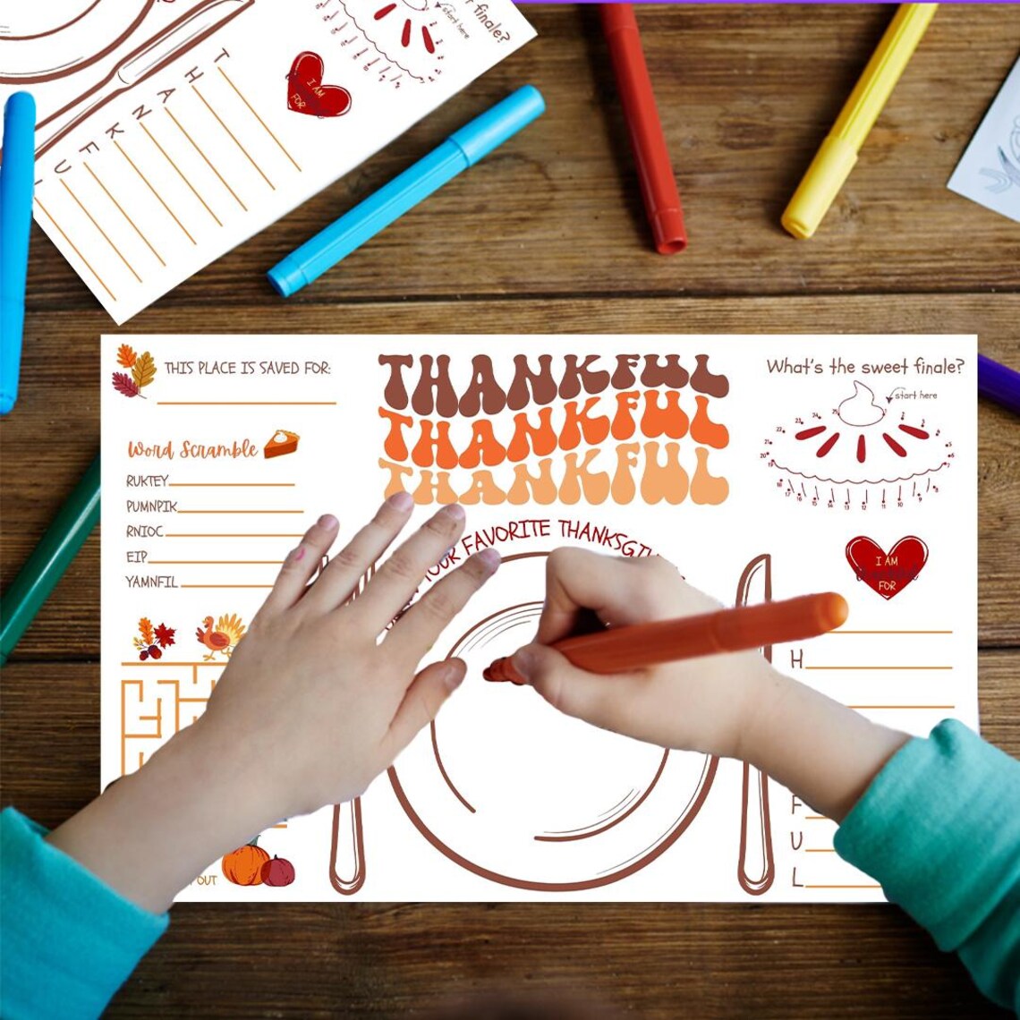 Thanksgiving Color Your Own Placemats, Kids Thanksgiving Printable ...