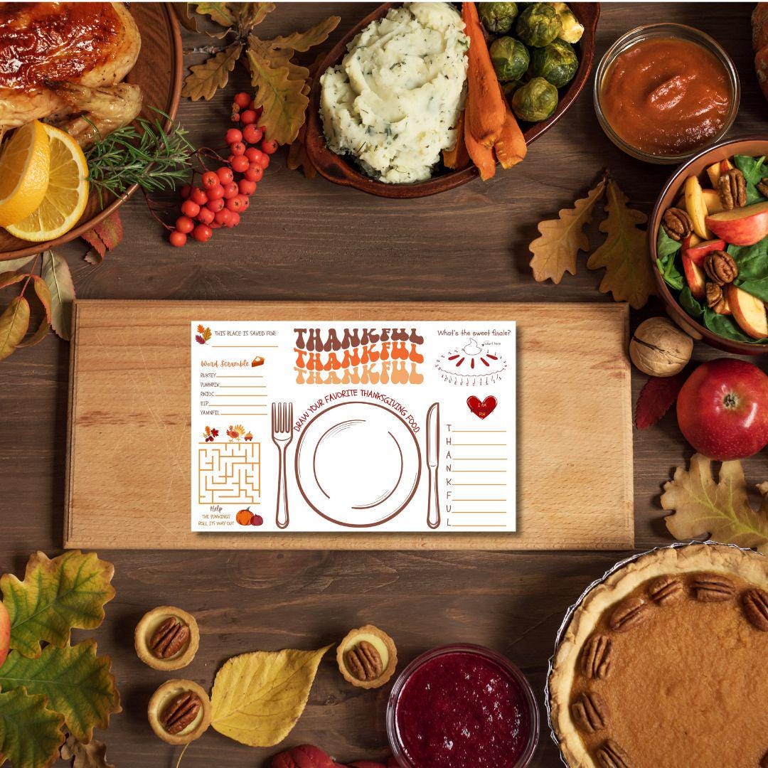 Thanksgiving Color Your Own Placemats, Kids Thanksgiving Printable ...