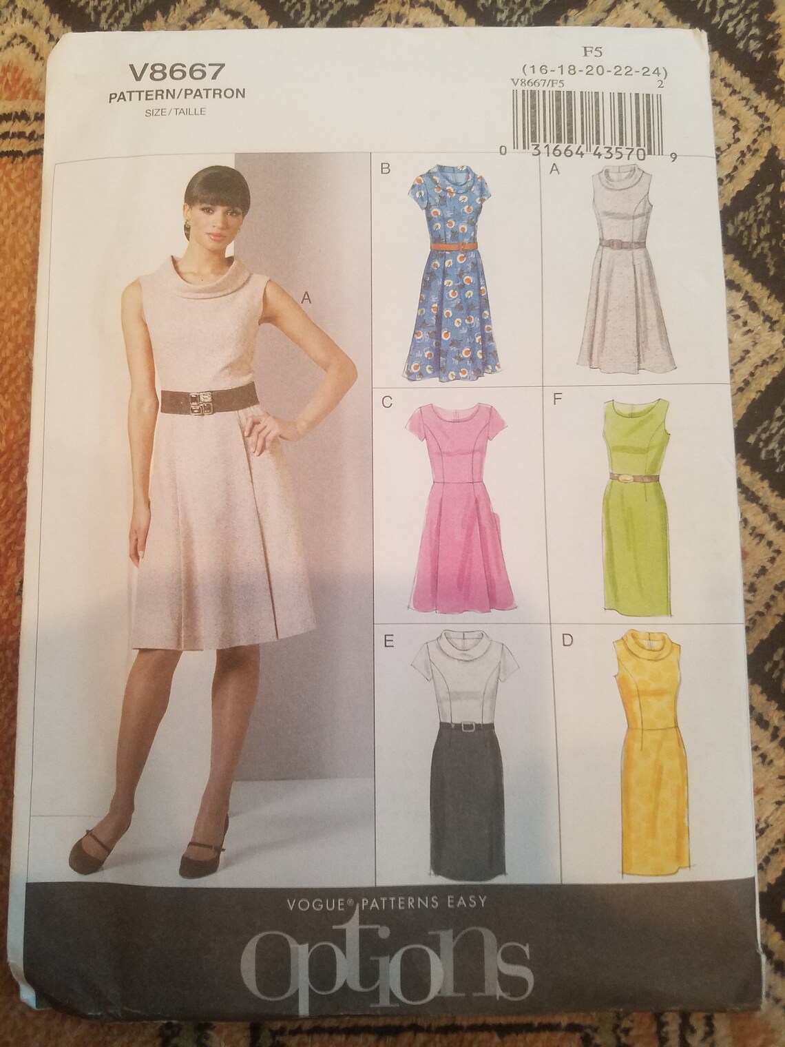 Vogue Easy Sewing Pattern Princess Seam Dress V8667 1624 Etsy